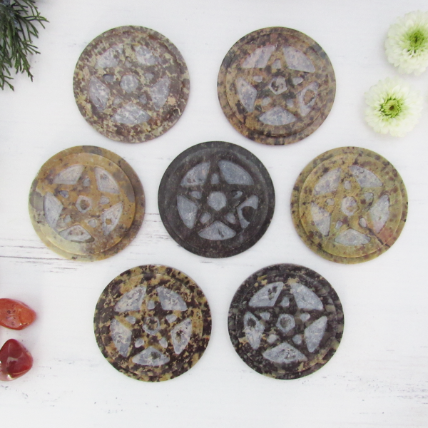 Pentagram Stone Altar Tile (3 Inches) Discount