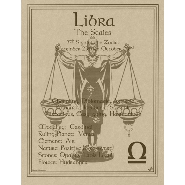 Libra Parchment Poster (8.5  x 11 ) Cheap - Image 2